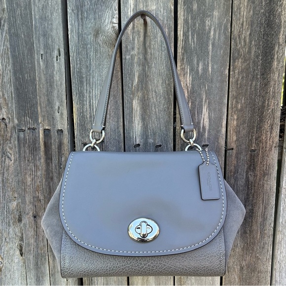 Coach Handbags - Coach Faye Carryall Satchel Shoulder Bag Leather Heather Grey